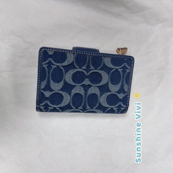 NEW Limited Coach Medium Corner Zip Wallet In Denim Signature CZ344 - Picture 6 of 8